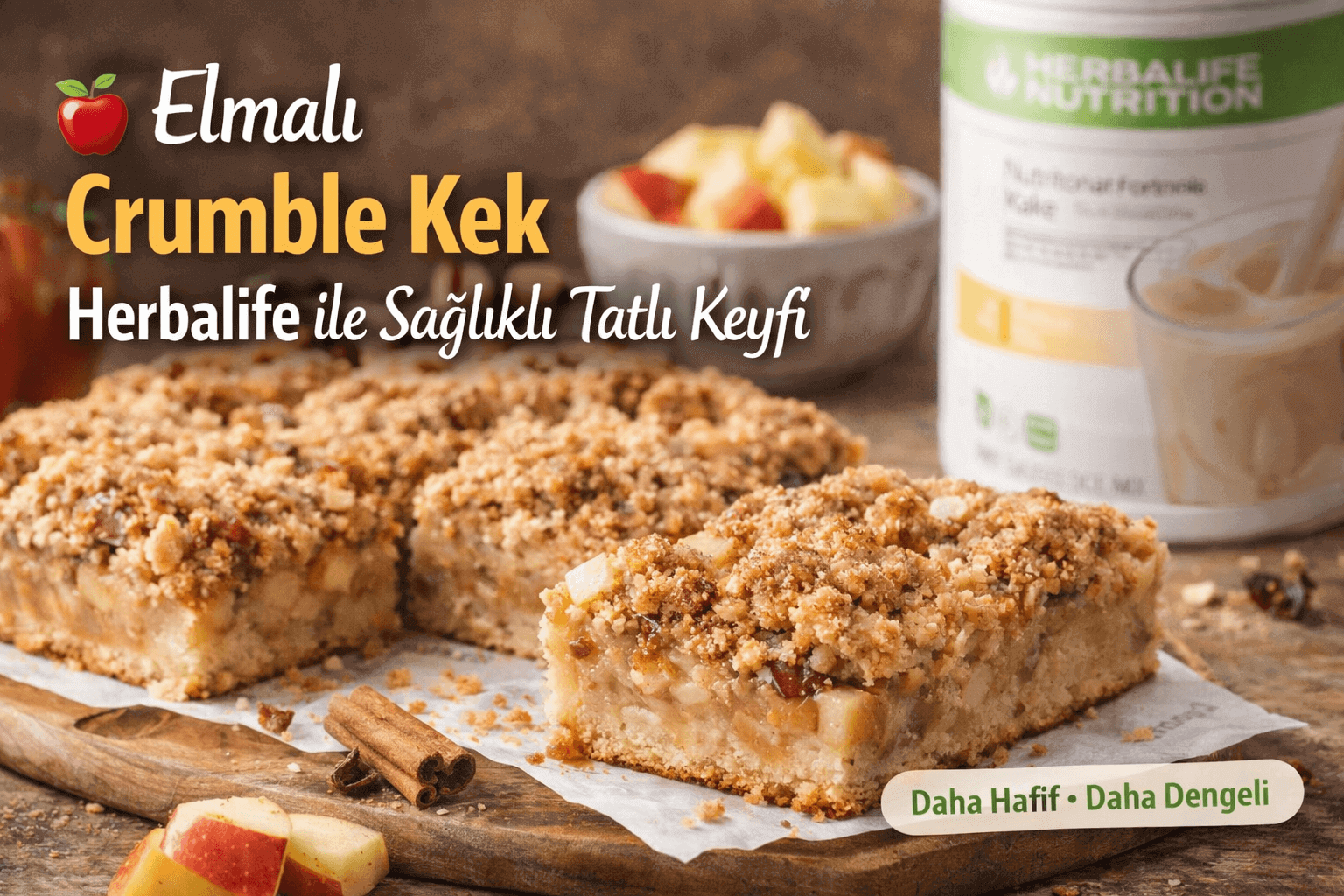 Elmalı Crumble Kek Tarifi Herbalife ile Sağlıklı Tatlı Keyfi