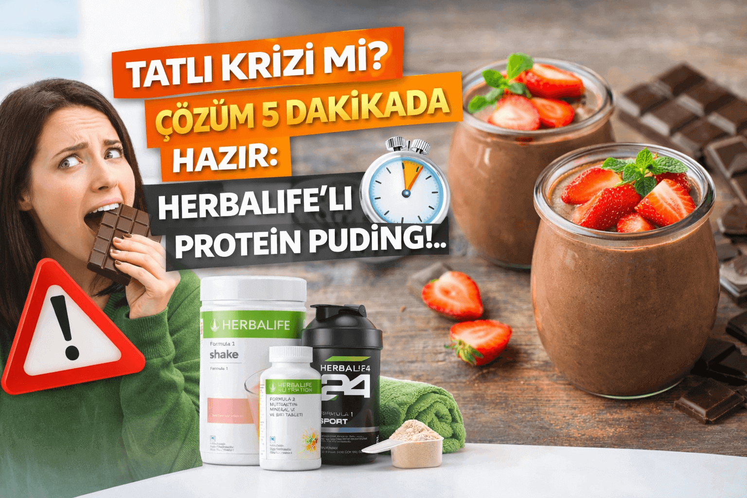 Tatlı Krizi mi Çözüm 5 Dakikada Hazır Herbalife'lı Protein Puding!