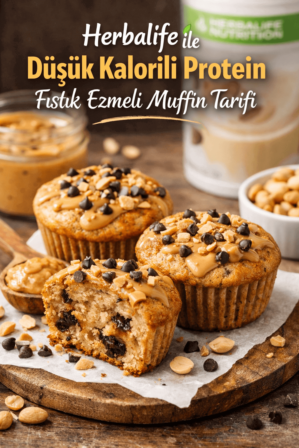 Herbalife ile Düşük Kalorili Protein Fıstık Ezmeli Muffin Tarifi
