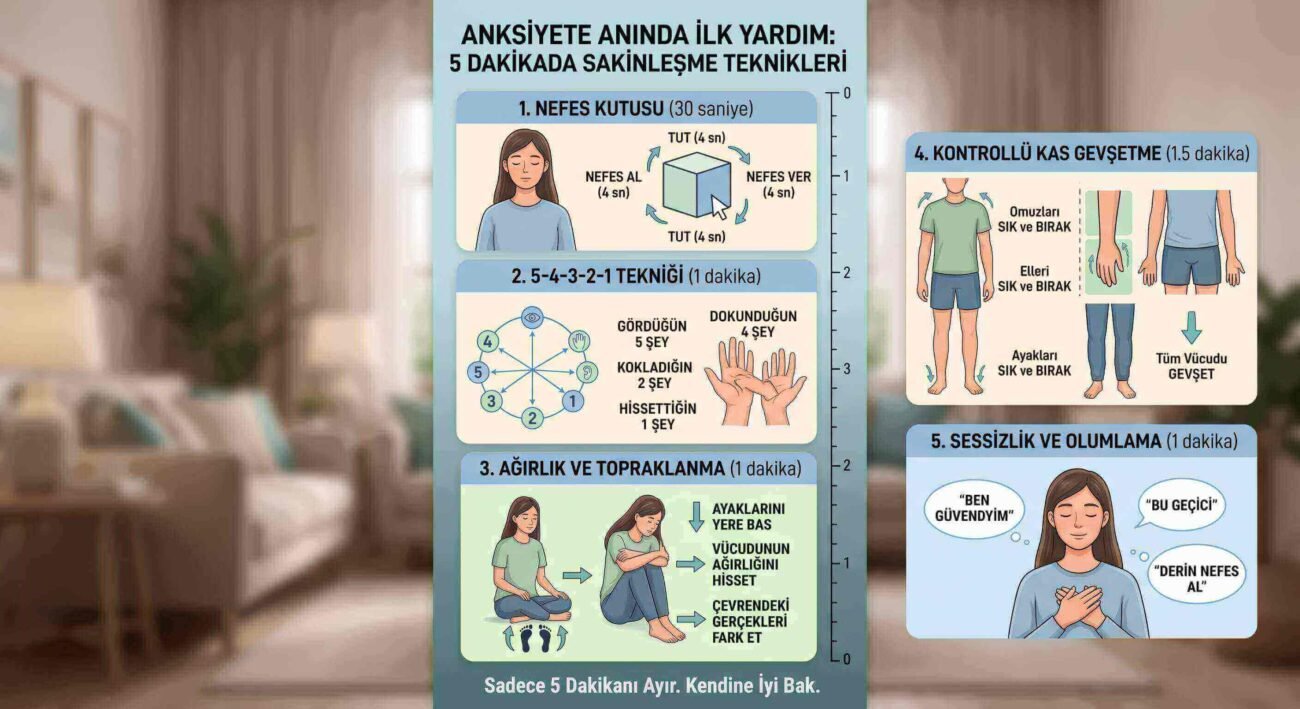 Anksiyete Anında İlk Yardım: 5 Dakikada Sakinleşme Teknikleri